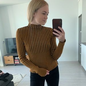 Fitted rib knit turtleneck